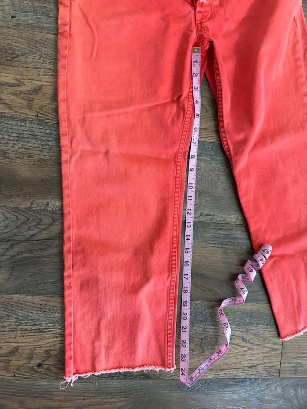 We The Free Straight Button-Fly Jeans in Red-Orange - Picture 3 of 7